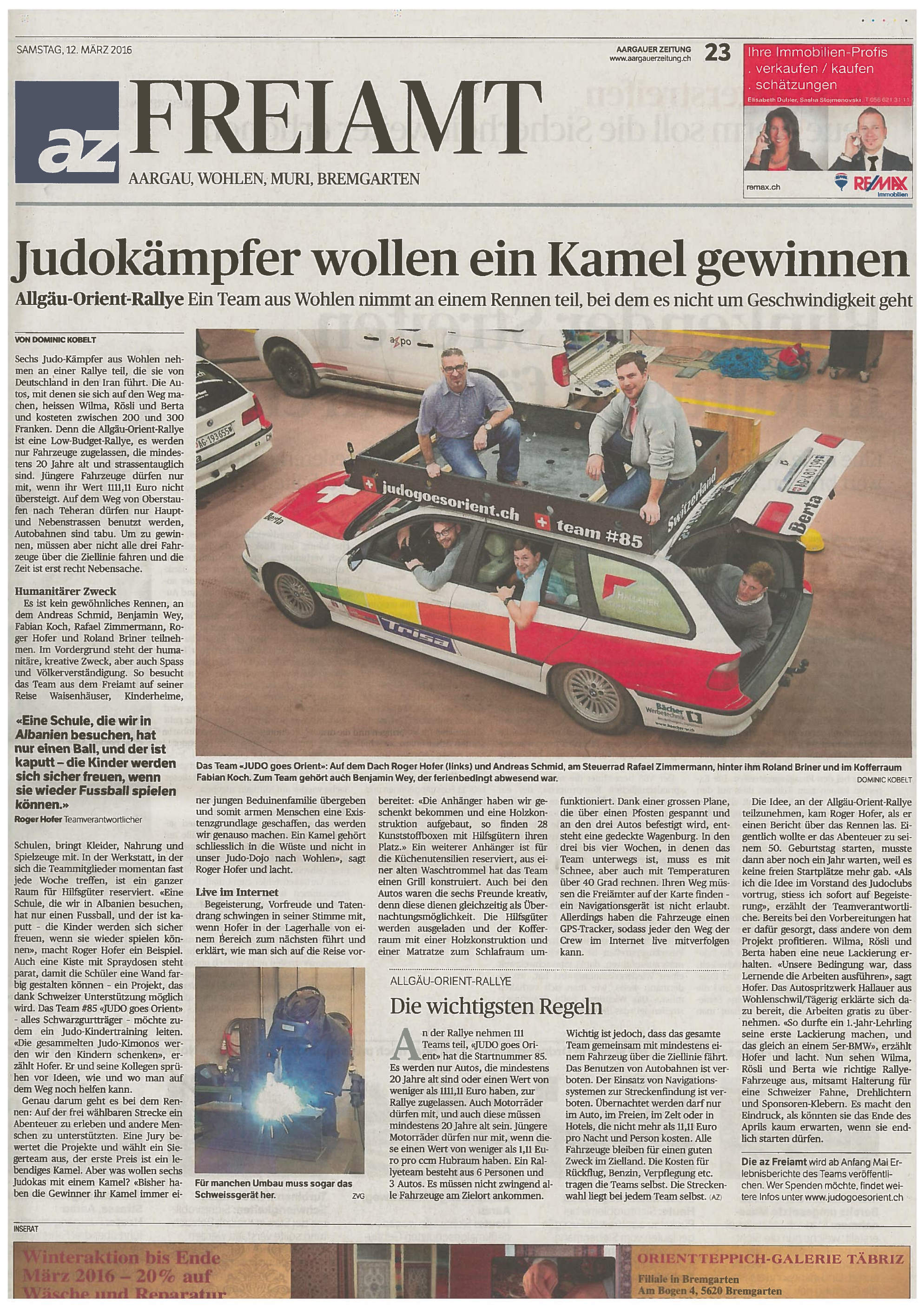 Aargauer Zeitung Bericht vom 12.03.2016
