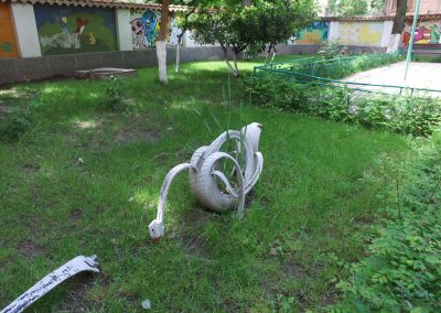 Ein Schwan im Rasen